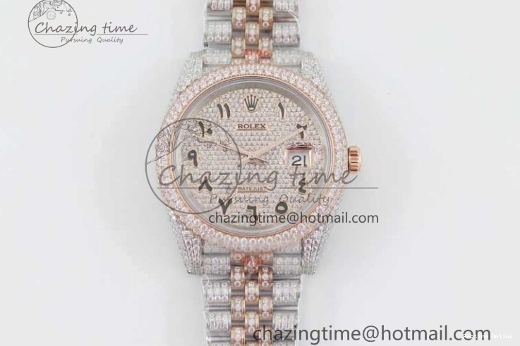 1225 Affordable Datejust 41 SS RG Full Diamonds TWF 1:1 Best Edition Arabic Markers Dial on Jubilee Bracelet A 2385